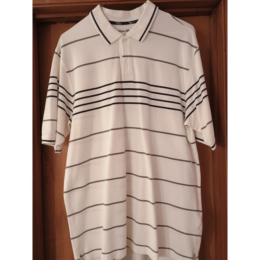 Eddie Bauer Large White and Black Polo Shirt Short Sleeve